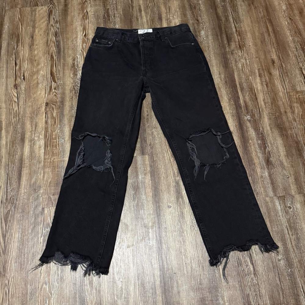 We The Free Maggie Jeans Womens' 27 Ripped Cropped Straight Leg Button Fly